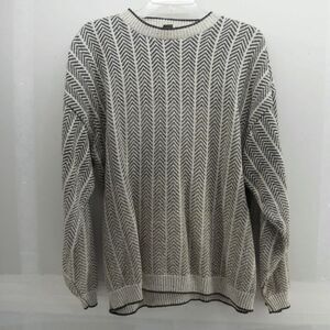 Vintage Grandpa Sweater Mens‎ XL Brown Geometric Knit Cabincore Made In USA